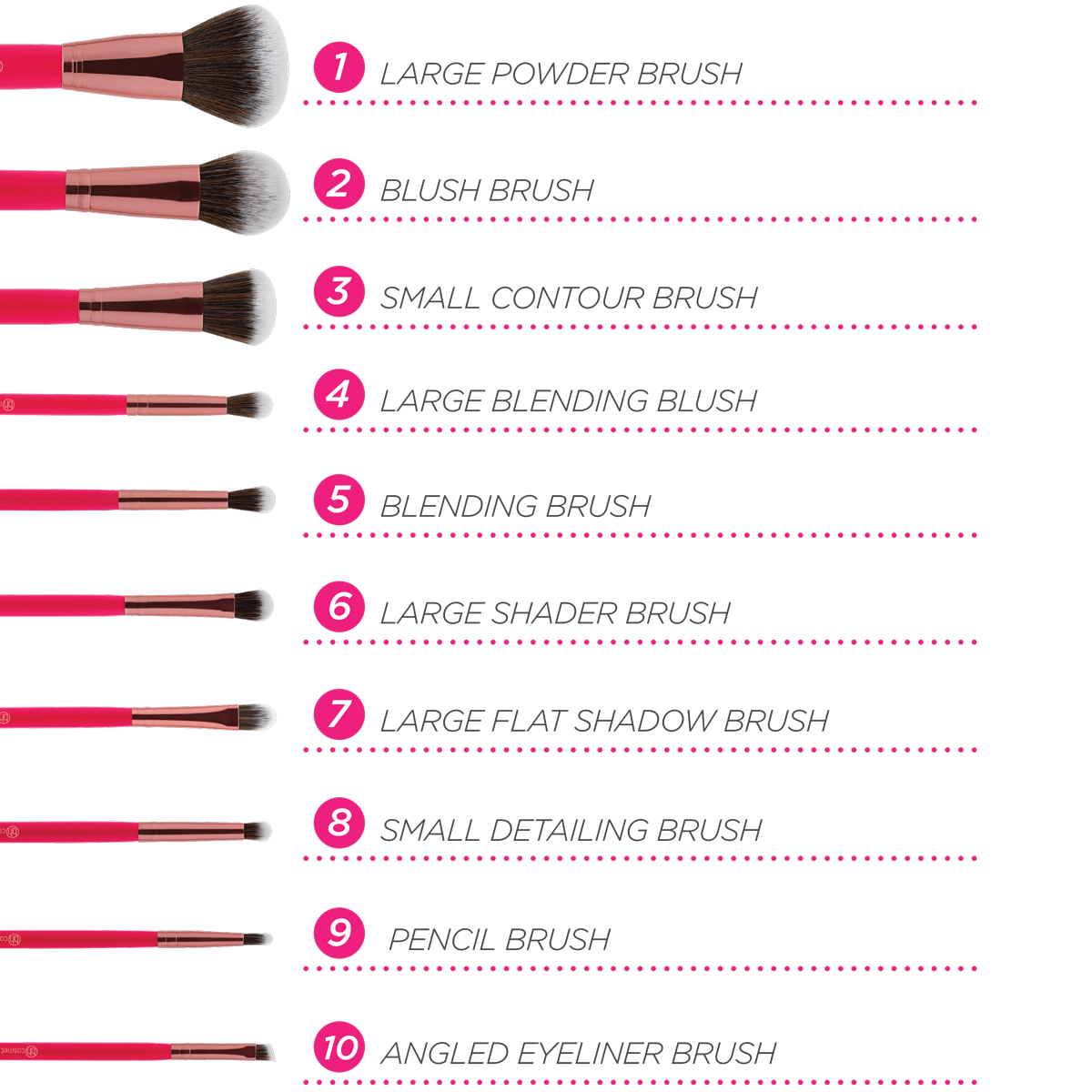 Ensemble de 10 Pinceaux - Bombshell Beauty Brush Set Ensemble de 10 Pinceaux - Bombshell Beauty Brush Set