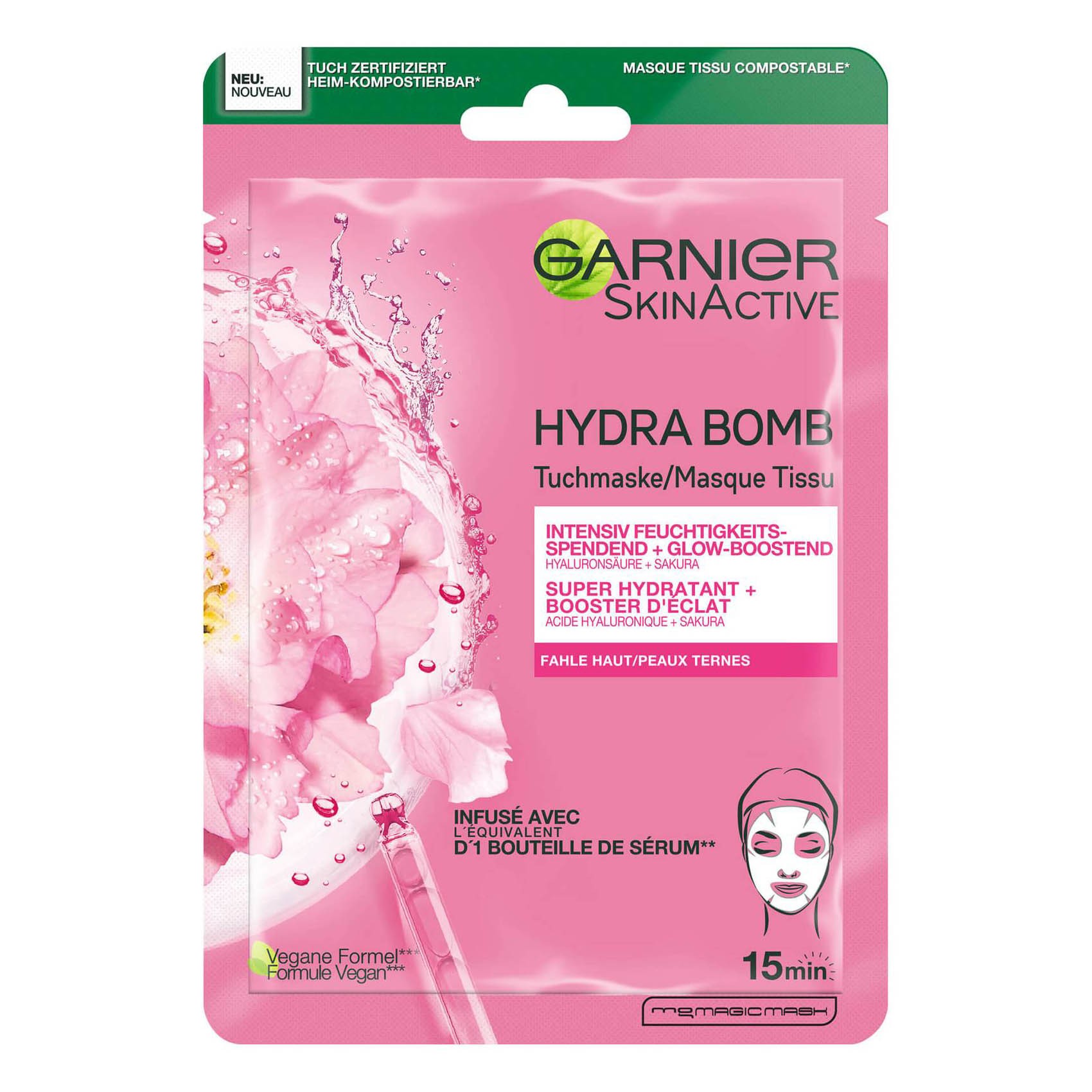 SkinActive Hydra Bomb Tuchmaske - Feuchtigkeitsspendend & Glow-Boosting