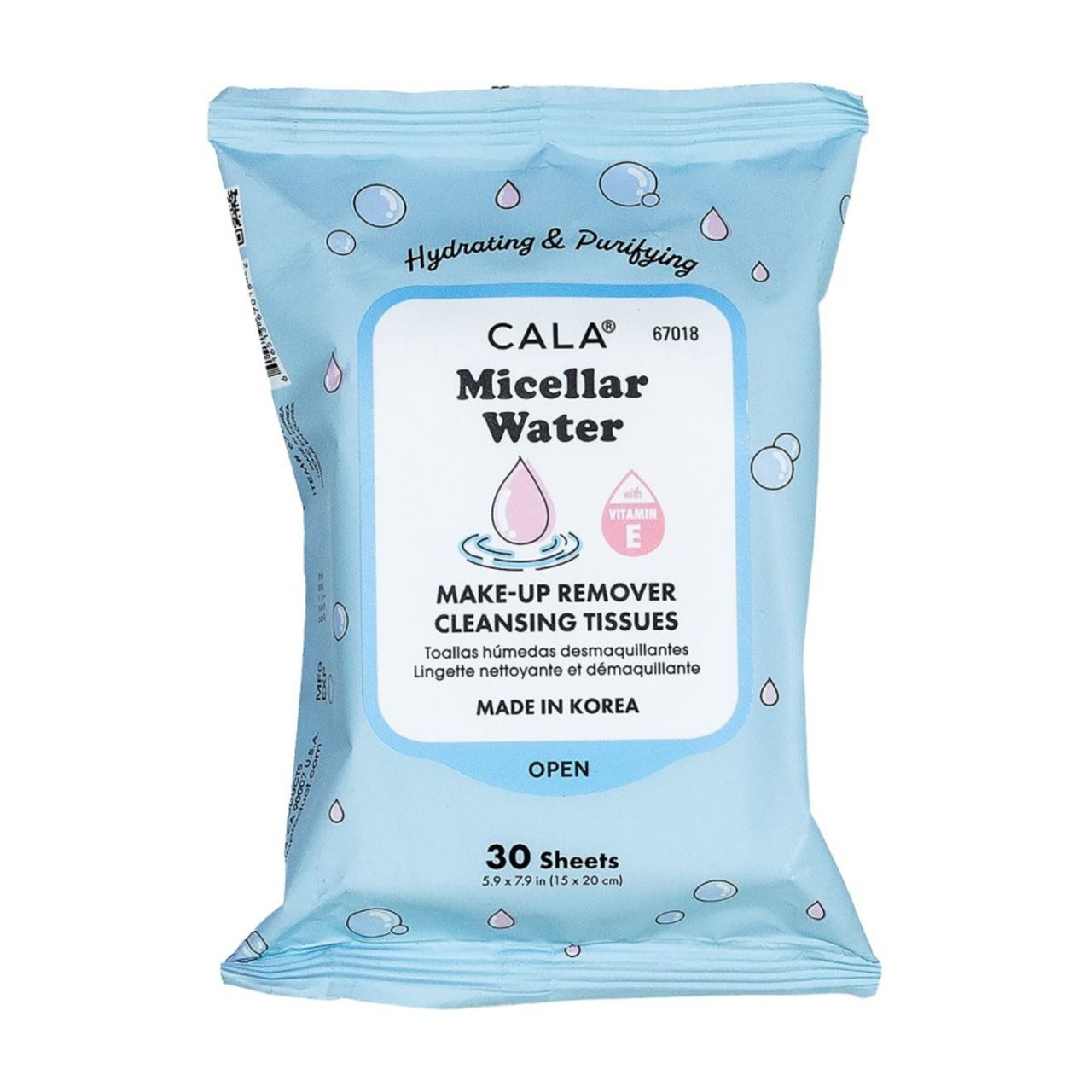 Lingette Nettoyant et Démaquillant - Make-Up Remover Cleansing Tissues - Micellar Water  (30 Pièces)