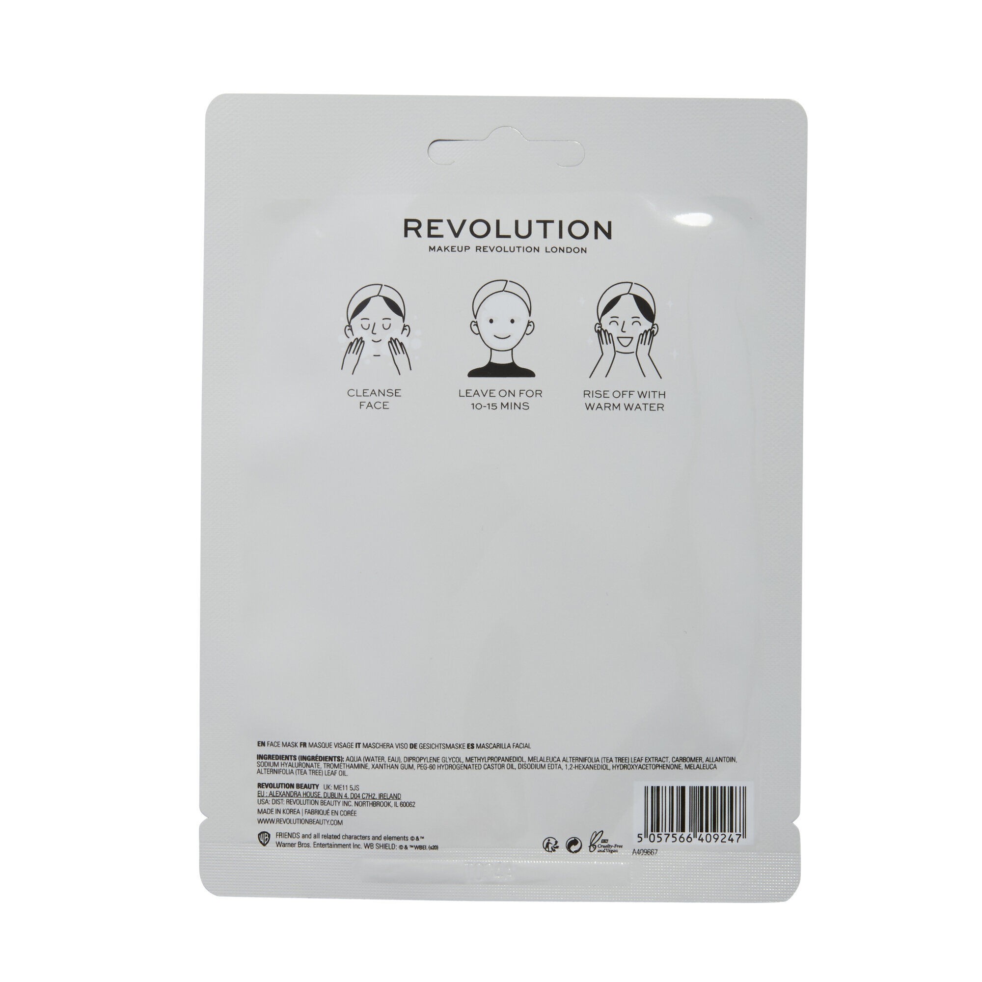 Gesichtsmaske - Makeup Revolution X Friends - Anti-Blemish Tea Tree Sheet Mask - Ross