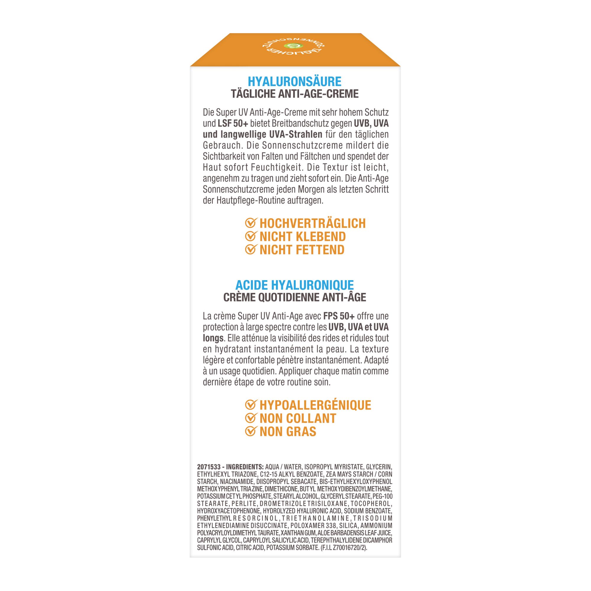 Ambre Solaire - Anti-Age Super UV Sun Protection Face Cream SPF 50