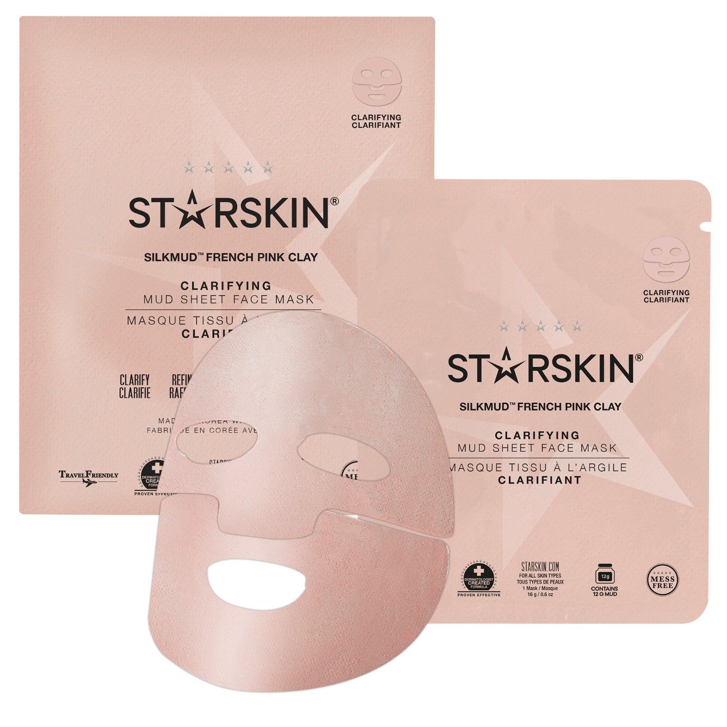 Gesichtsmaske - Silkmud French Pink Clay - Clarifying Mud Sheet Face Mask