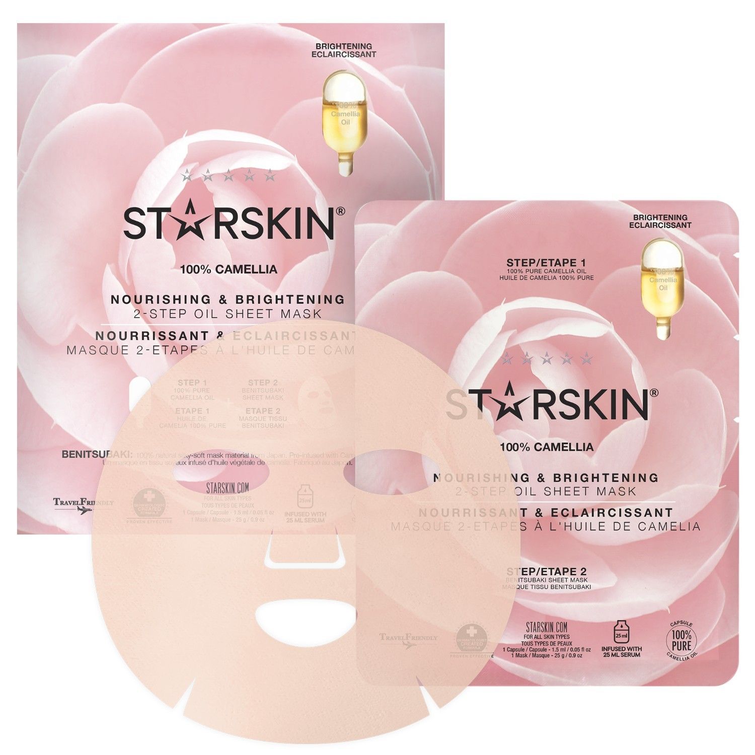 Masque 2-Étapes à l'Huile de Camelia - 100 % Camellia - Nourishing & Brightening 2-Step Oil Sheet Mask