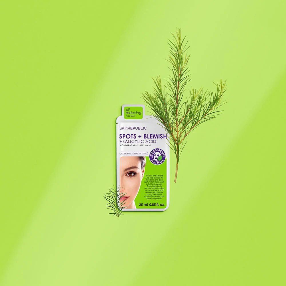 Face Mask - Spots + Blemish - Salicylic Acid Biodegradable Sheet Mask Face Mask - Spots + Blemish - Salicylic Acid Biodegradable Sheet Mask