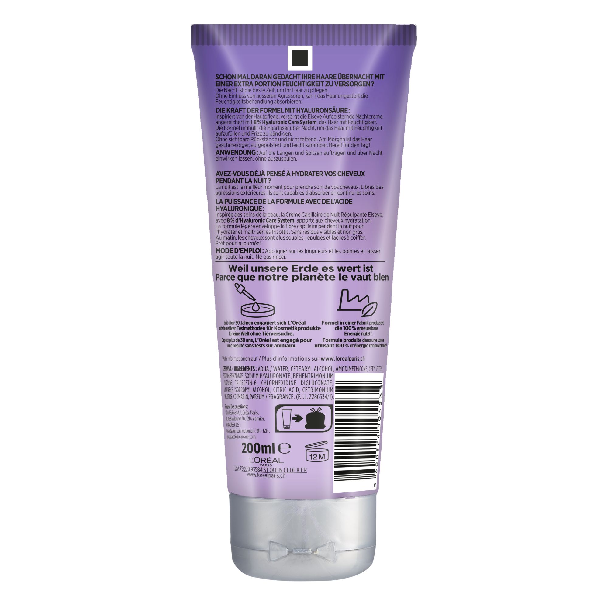 Crème Capillaire de Nuit Repulpante - Elseve - Hydra Hyaluronic Crème Capillaire de Nuit Repulpante - Elseve - Hydra Hyaluronic