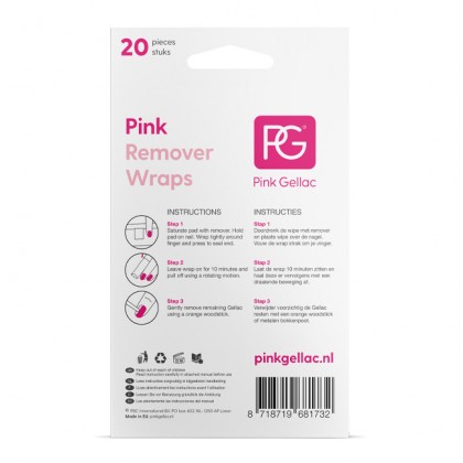 Nail Polish Remover Wraps - Pink Remover Wraps (20 Pieces)