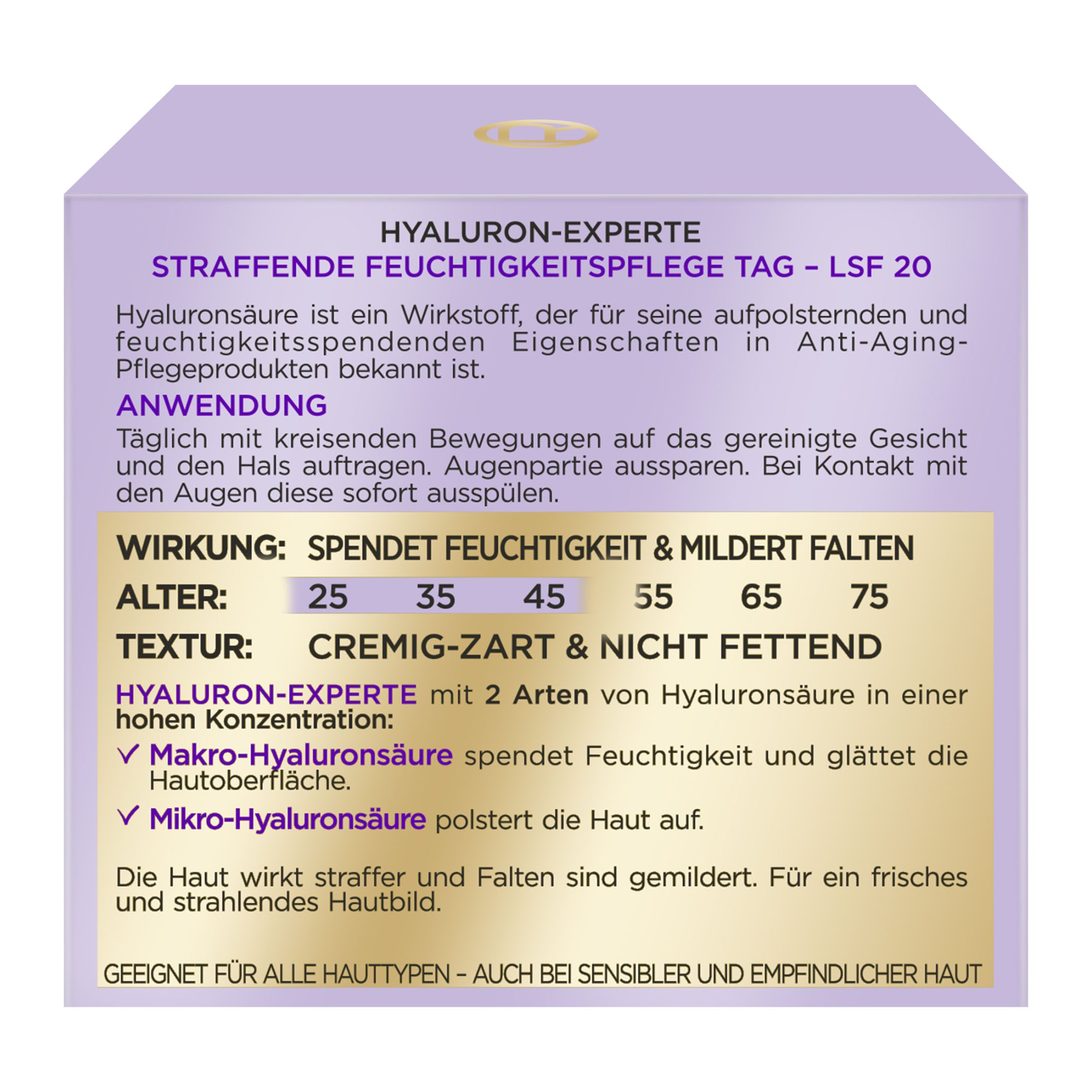 Hyaluron-Experte Straffende Feuchtigkeitspflege Tag LSF 20 -- Gesichtscreme