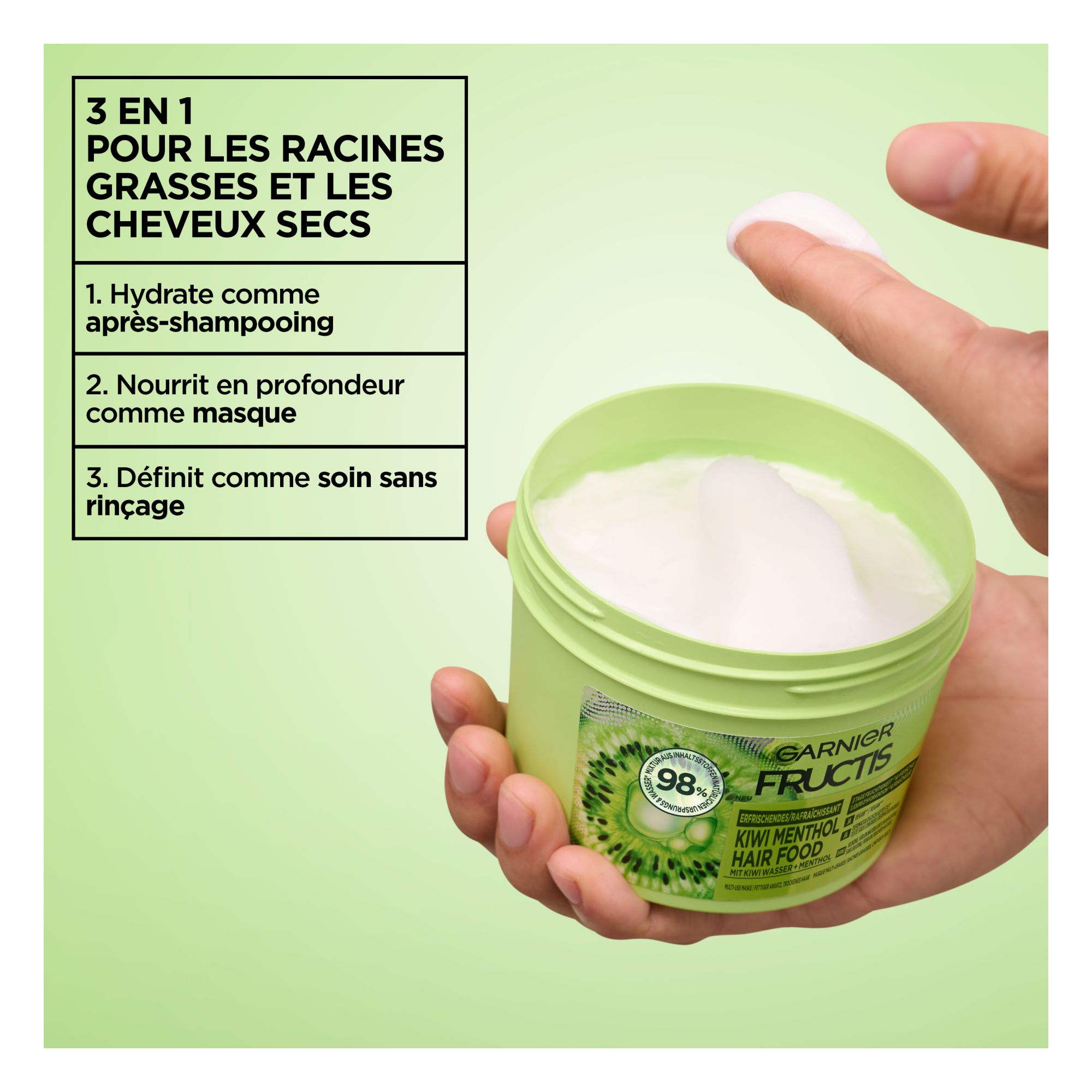 Masque Capillaire - Fructis - Kiwi Menthol Hair Food