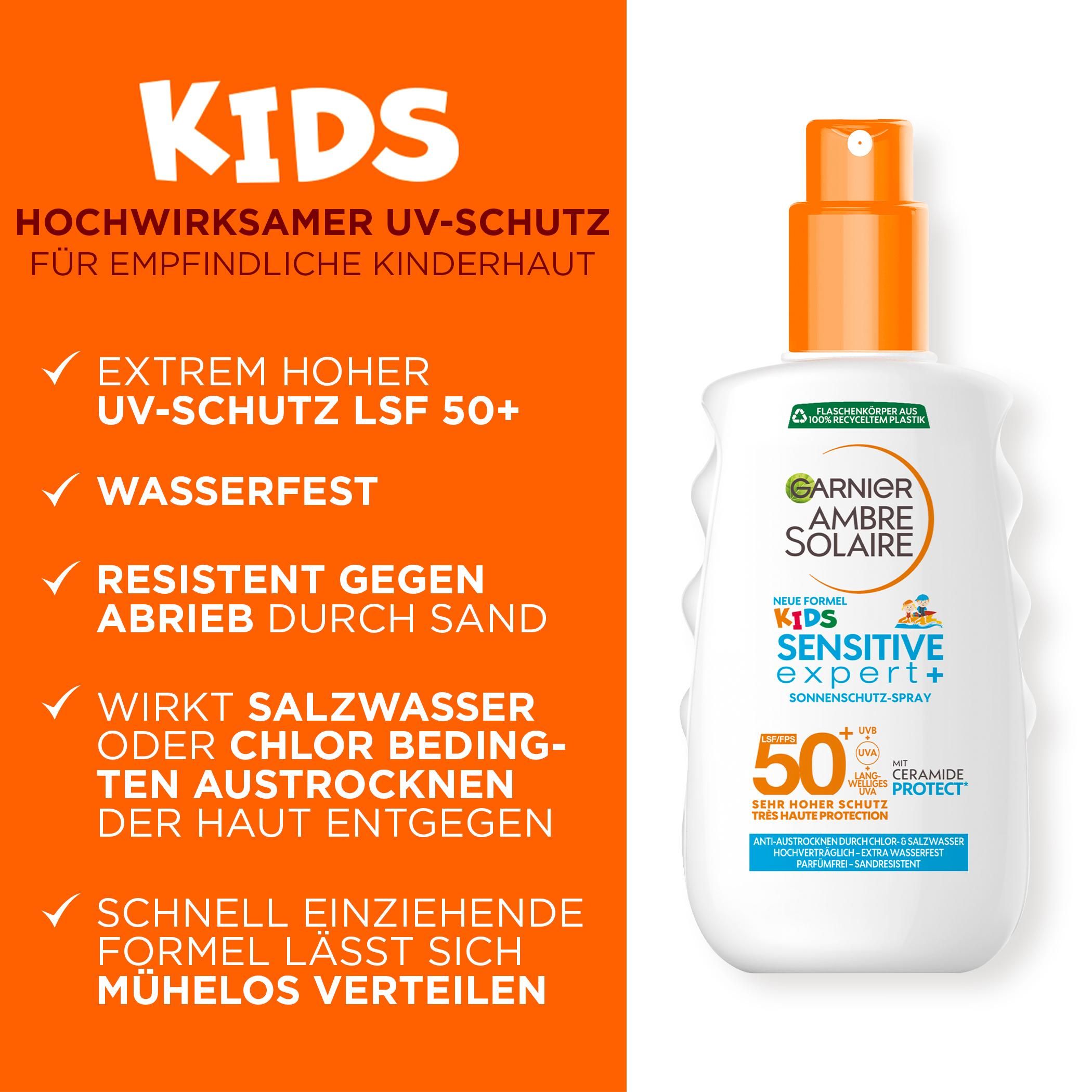 Spray Solaire Pour Les Enfants - Ambre Solaire - Kids Sensitive Expert+ LSF 50+ Spray Solaire Pour Les Enfants - Ambre Solaire - Kids Sensitive Expert+ LSF 50+