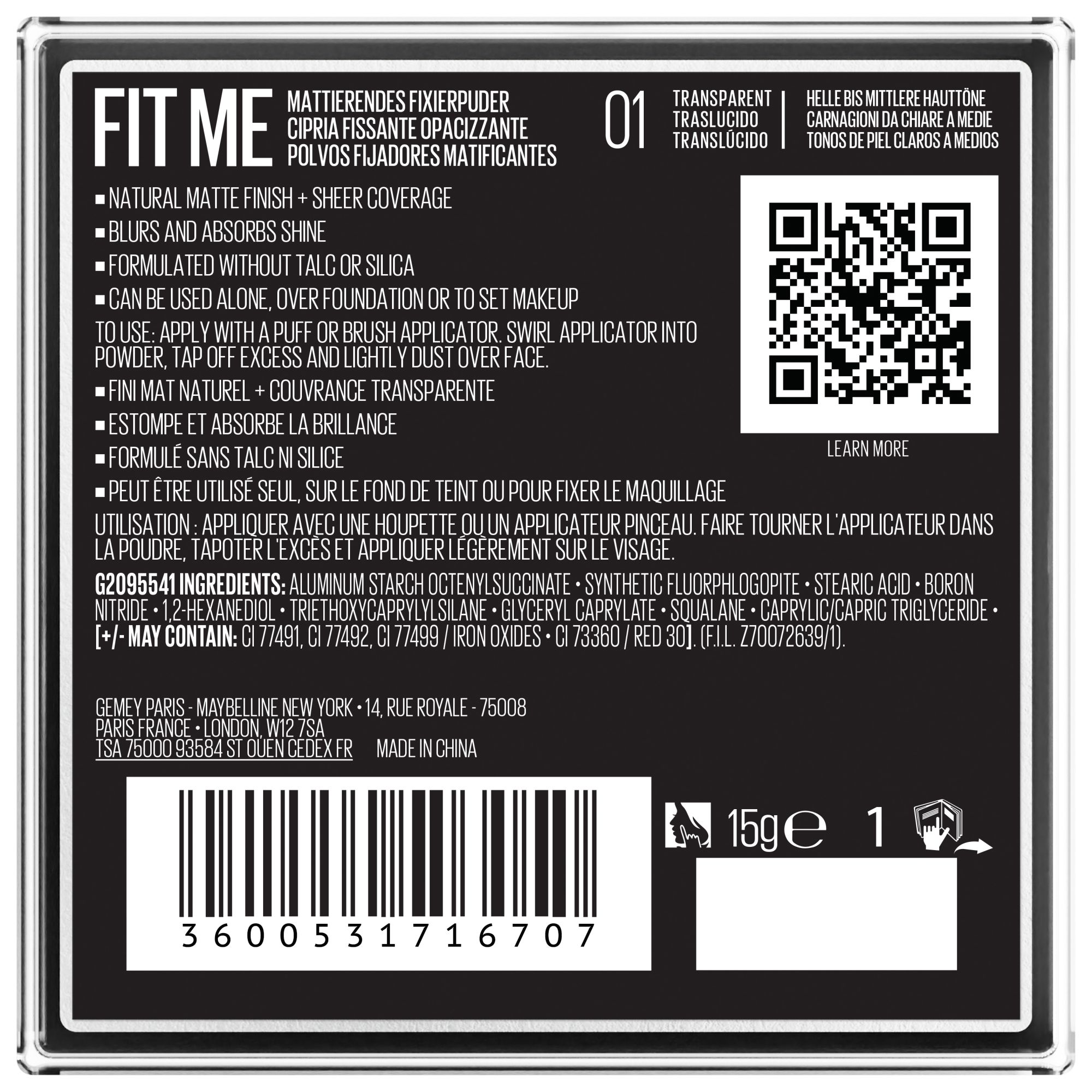 Fit Me - Mattifying Setting Powder -- Puder Fit Me - Mattifying Setting Powder -- Puder