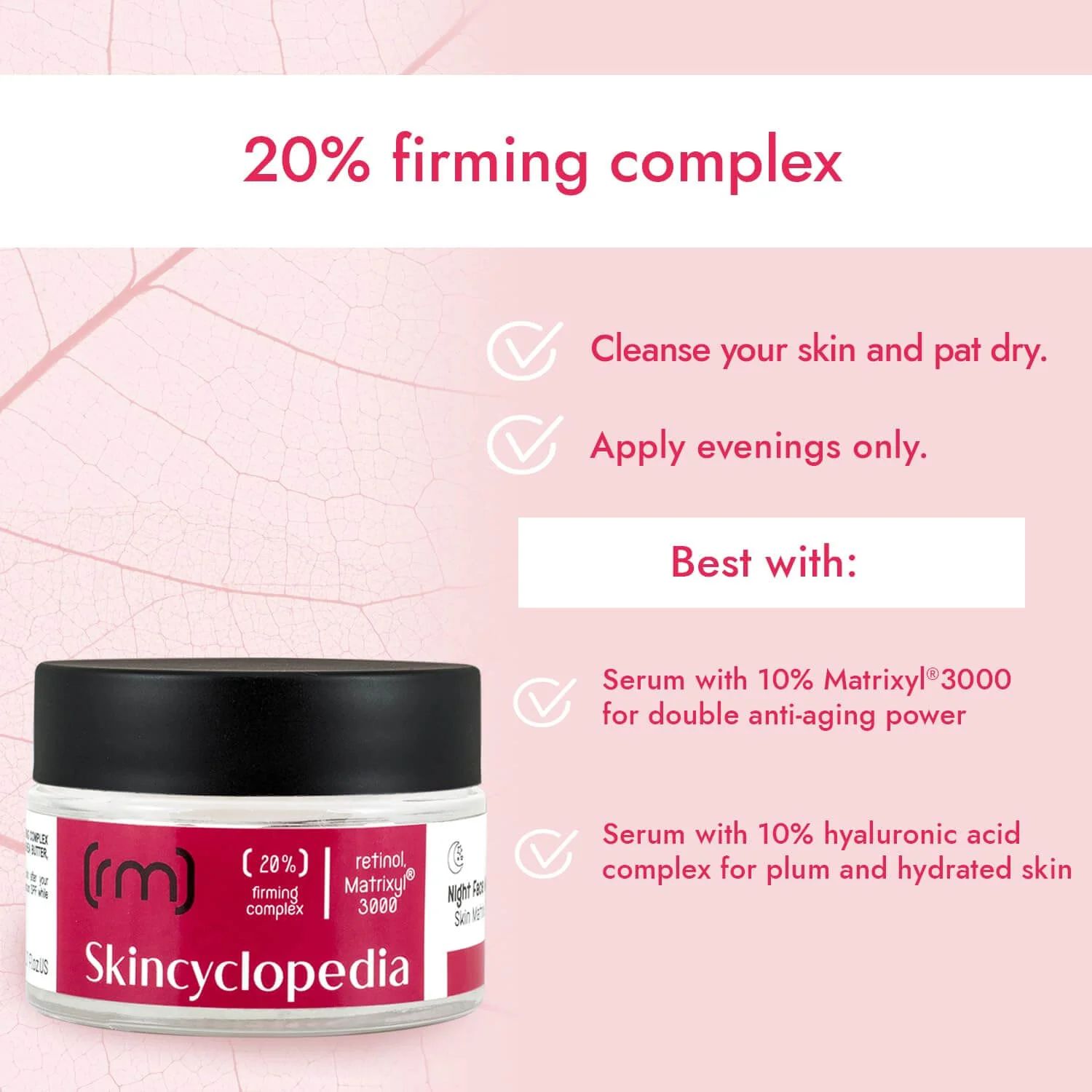Crème Pour Le Visage Nuit - Night Face Moisturizer  - 20% Firming Complex - Retinol & Matrixyl™ 3000