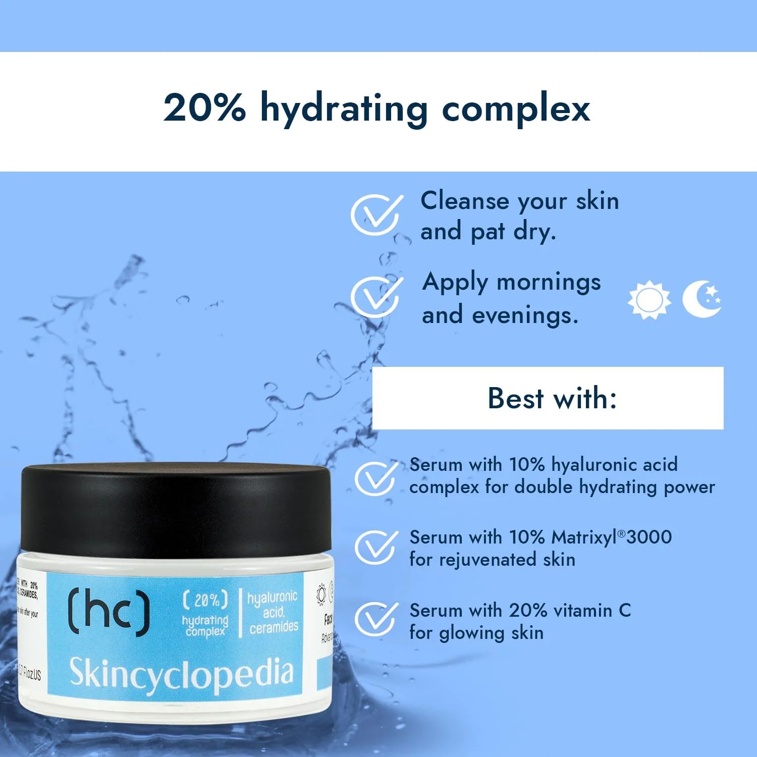 Crème Pour Le Visage - 20% Hydrating Complex - Hyaluronic Acid & Ceramides