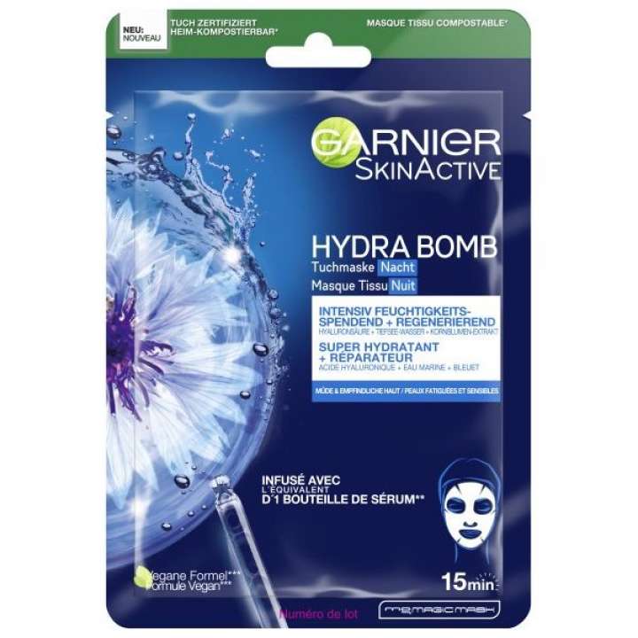 SkinActive Hydra Bomb Tuchmaske Nacht - Intensiv Regenerierend & Feuchtigkeitsspendend