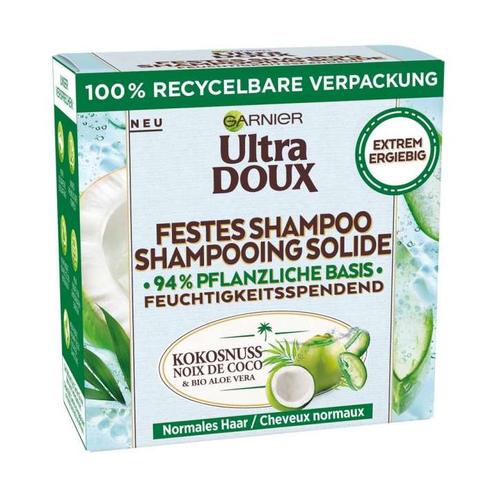 Solid Shampoo - Ultra Doux - Festes Shampoo - Kokosnuss & Bio Aloe Vera