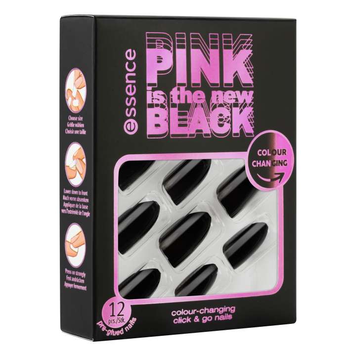 Faux Ongles  - Pink Is The New Black - Colour-Changing Click & Go Nails (12 Pièces)